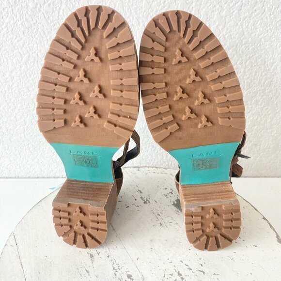 Lane Boots Womens Western Heels 7.5 Brown Casual Sandals Cowgirl Leather Buckle - Picture 8 of 9